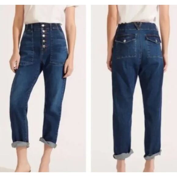 Veronica Beard Arya Straight Crop Jeans Bright Blue Size 27 - Picture 2 of 6